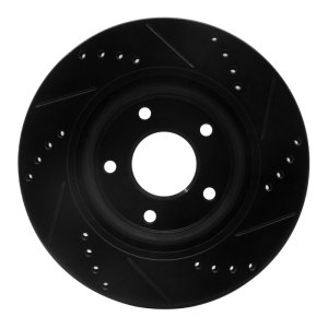 Nissan Altima Brake Rotor (1) - Front Left - R1 Concepts - Drilled & Slotted - Black - `07-`13